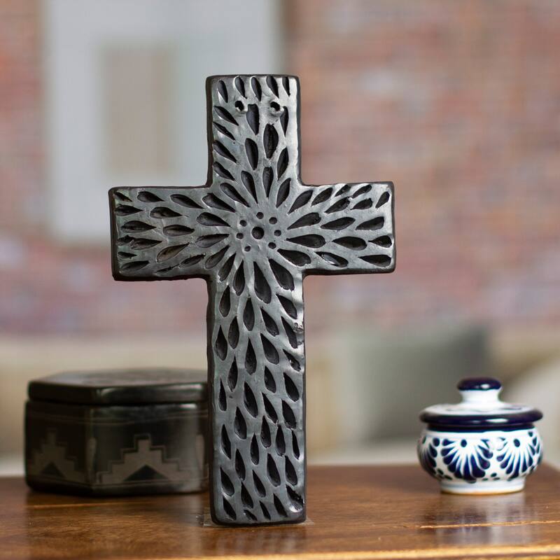Novica Handmade Oaxacan Faith Ceramic Wall Cross