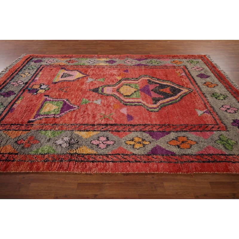 Plush Moroccan Oriental Area Rug Hand-Knotted Wool Carpet - 7'6"x 10'11"