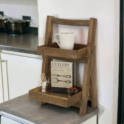Alari 2 Tier Wood Folding Shelf - Small