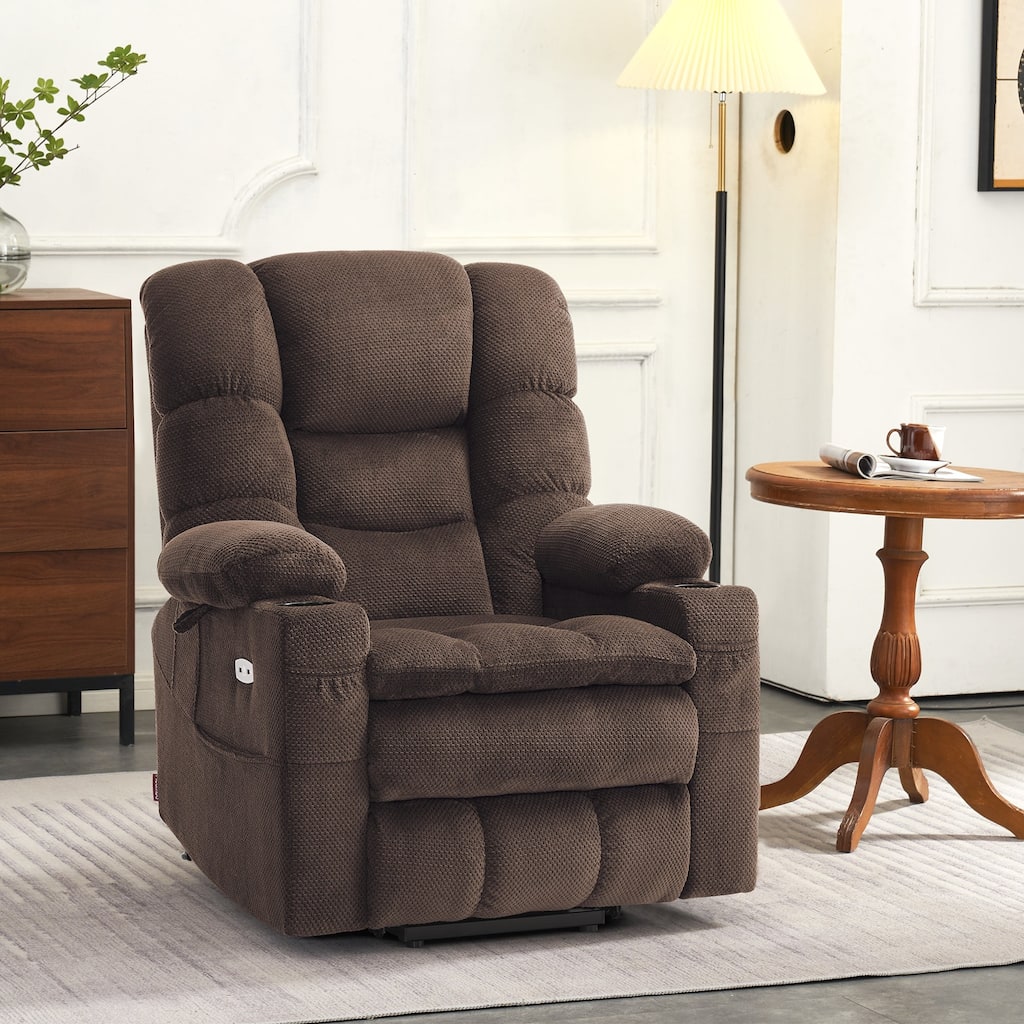 MCombo Small Dual Motor Power Lift Recliner Chair with Massage and Heat for Petite Elderly People, Fabric 7631