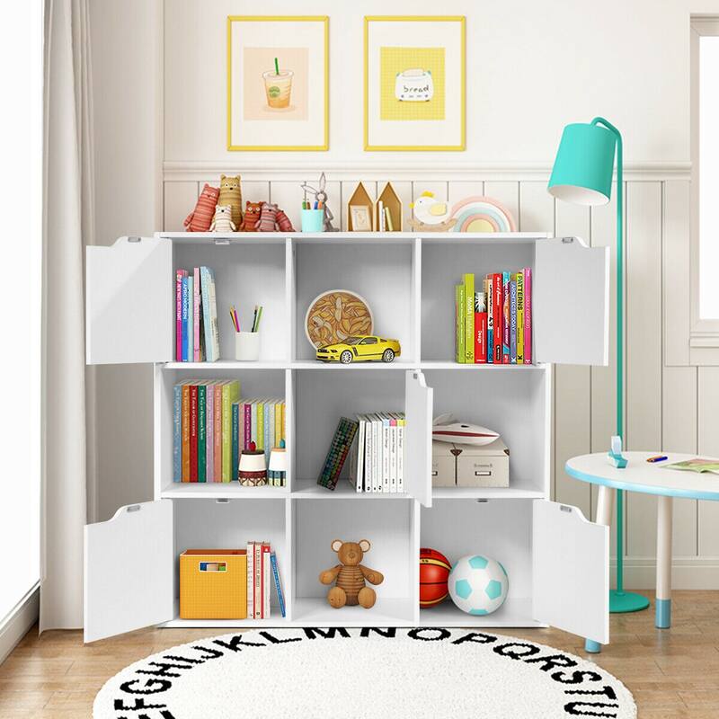 Gymax 9 Cube Bookcase Cabinet Wood Bookcase Storage Shelves Room - See Details