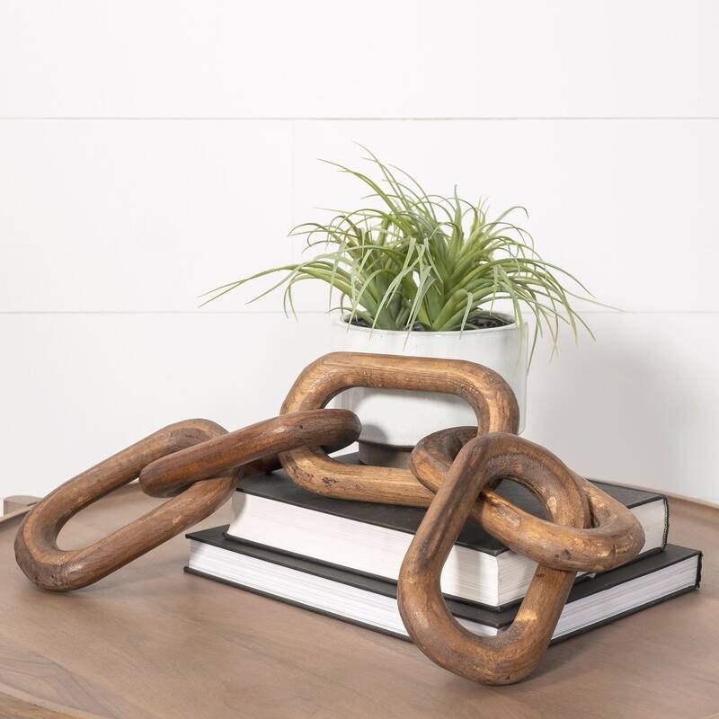 Alix Medium Brown Solid Wood 5-Link Hand-Made Chain - 29.0L x 5.0W x 5.0H
