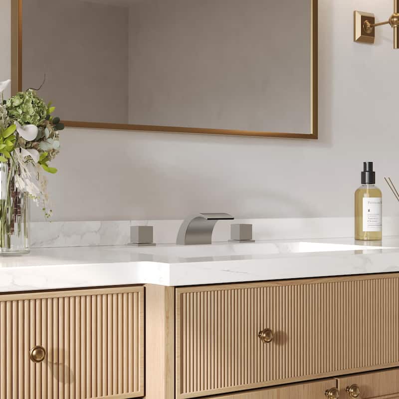 GRANDJOY Low Arc Waterfall Widespread Bathroom Sink Faucet