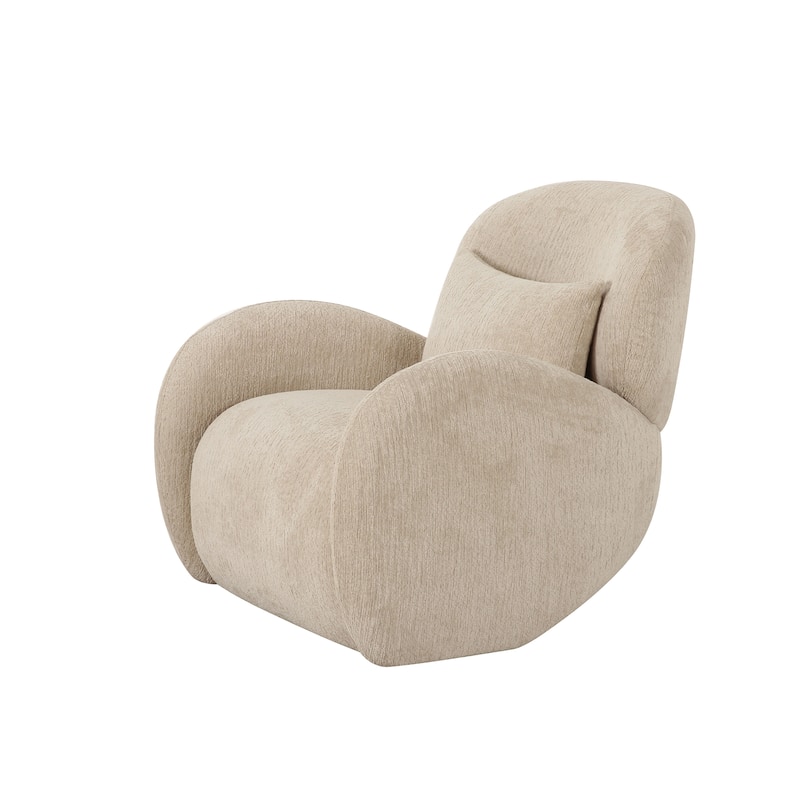 Pasargad Home Moderno Beige Accent Chair with Matching Cushion - W36"xD32"xH30"