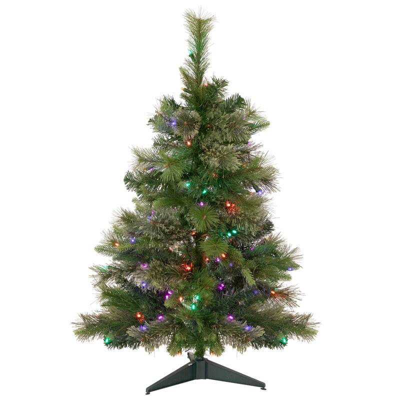 3' Kingston Cashmere Pine Full Artificial Christmas Tree, Multi LED - 3 Foot
