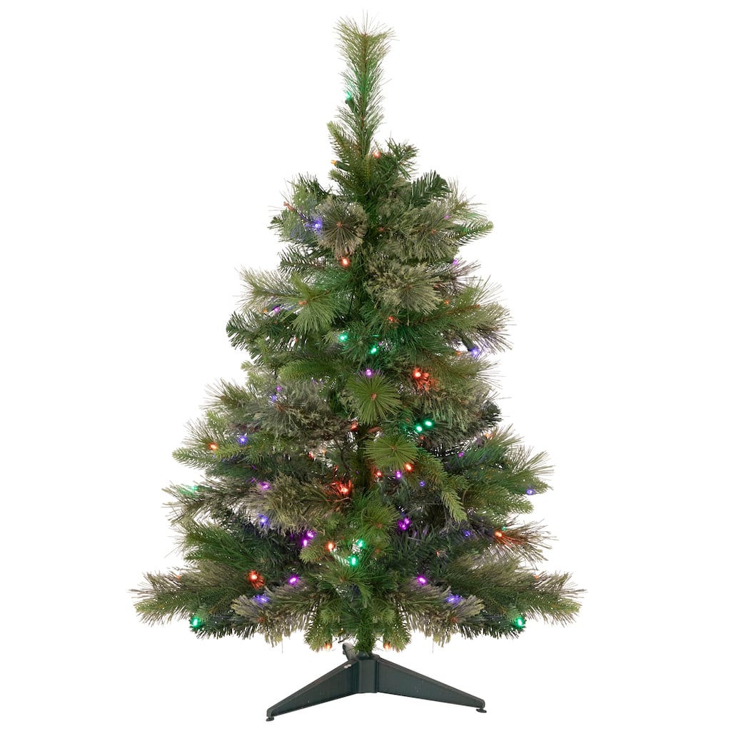 3' Kingston Cashmere Pine Full Artificial Christmas Tree, Multi LED - 3 Foot