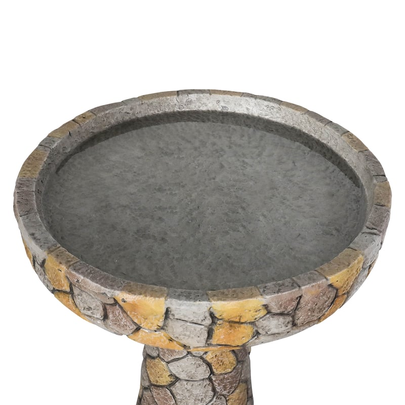 Concrete Bird Bath for Garden- Standing Bird Water Bowl for Patio Deck