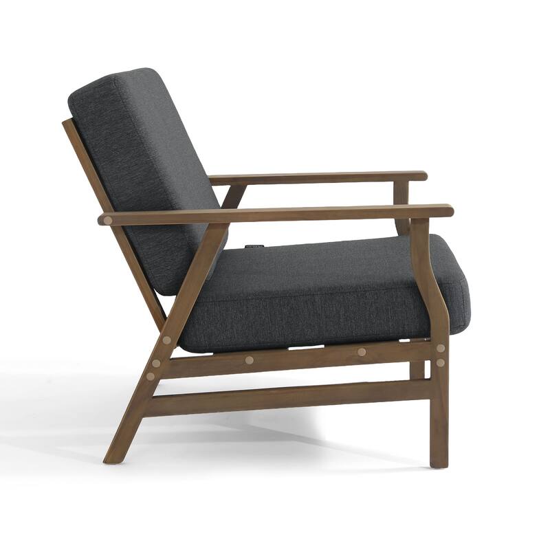 Outdoor 2 Set Teak Wood Club Chairs Set with Cushion