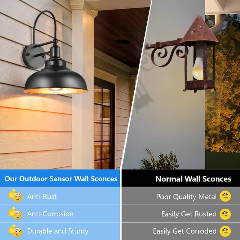 Farmhouse Gooseneck Dusk to Dawn Outdoor Wall Lights A set of two, Waterproof for House Porch Garage