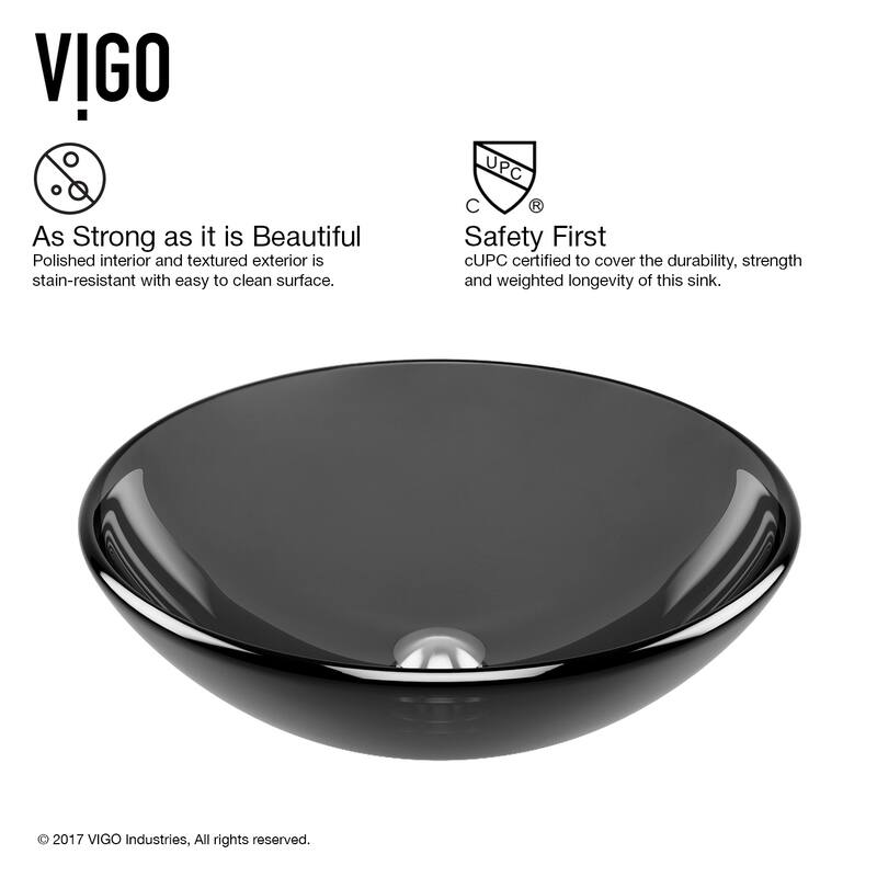VIGO Giovanni 17"L x 17"W x 6"H Glass Round Vessel Bathroom Sink