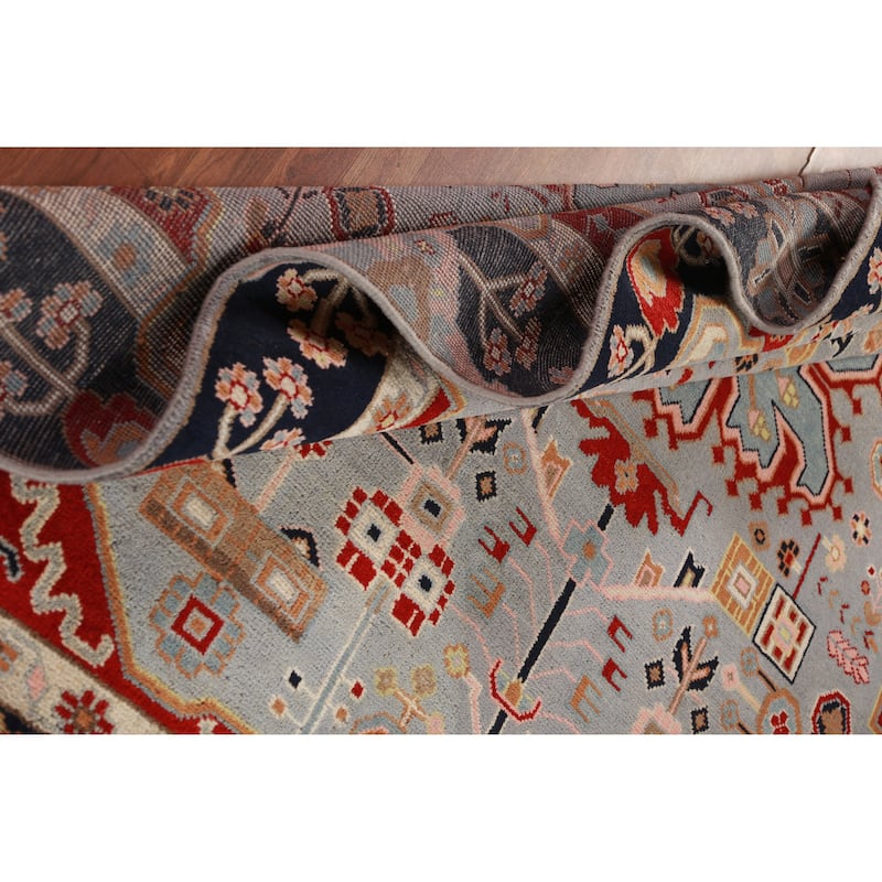 Hand Knotted Oriental 100% Wool Carpet Traditional Medallion Navy Blue & Blues Kazak Area Rug - 9' 9'' X 8' 1''