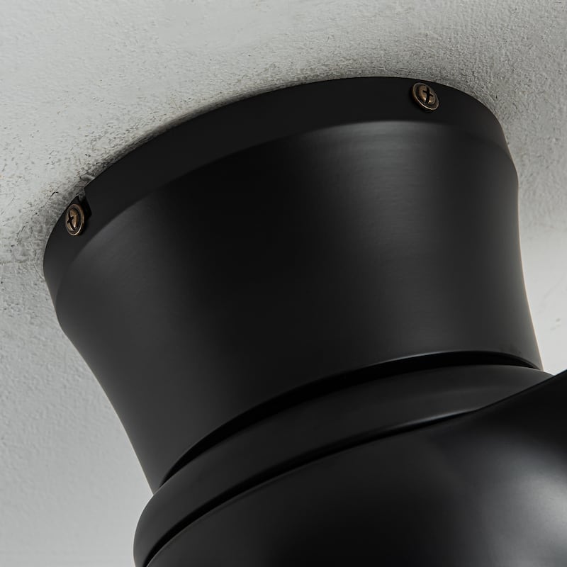 31-inch Modern Black Propeller Flush Mount Ceiling Fan with Light and Remote