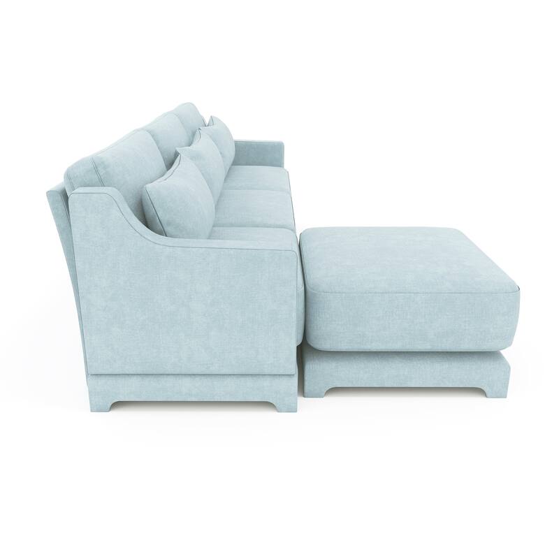 105.9" Chenille 3-Seater Sofa with 2 Ottomans & High-Resilience Sponge Base