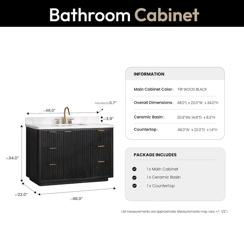 Cadiz Bath Vanity with Composite Stone Top without Mirror