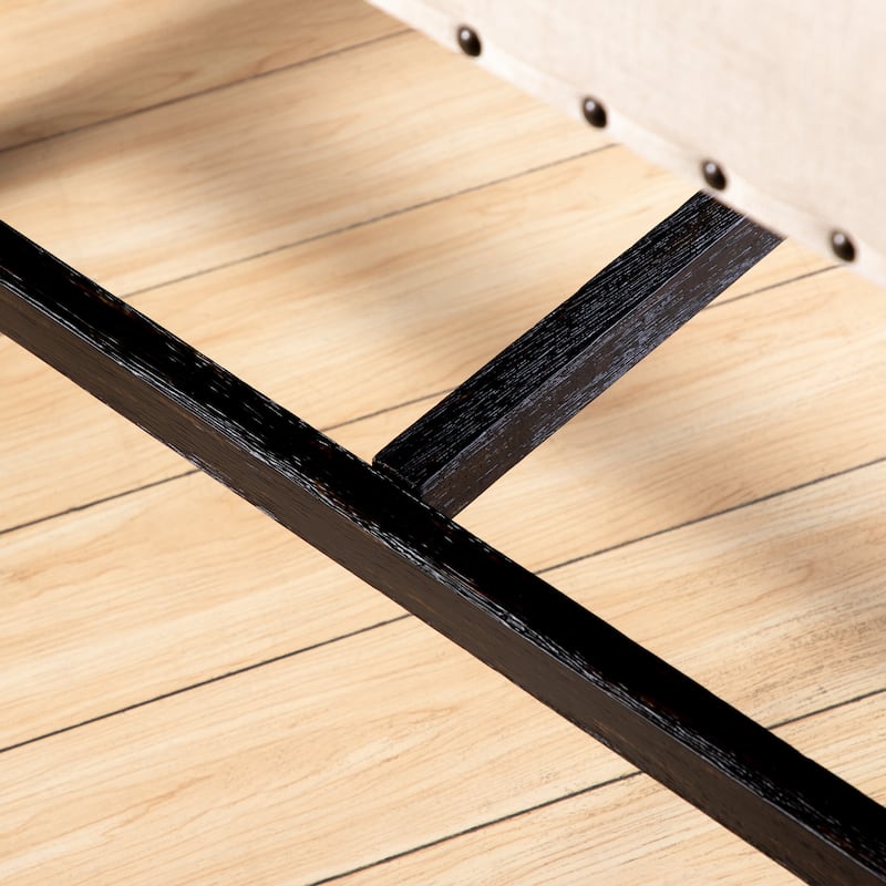 Furniture of America Tays Rustic Linen Fabric 44-inch Counter Bench