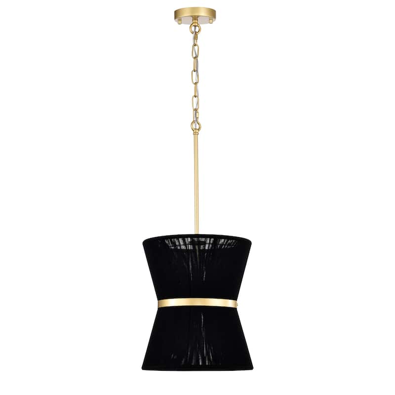 Agatha 12 Inch Classic Black Rope Gold Pendant with 1 Light