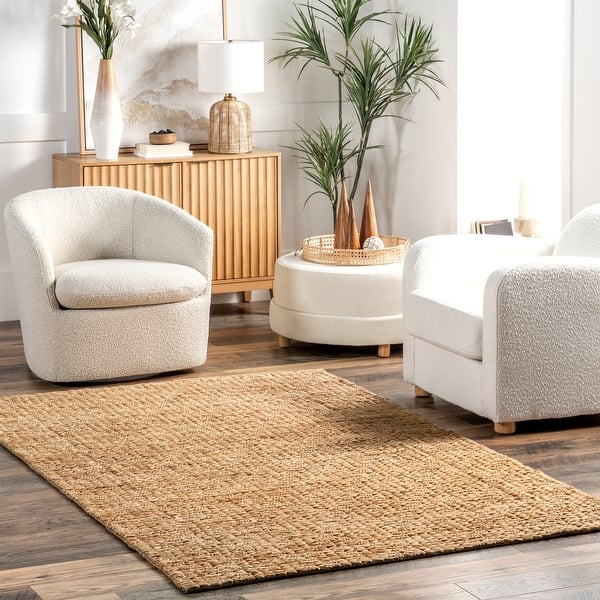 slide 2 of 9, Nuloom Arlean Handmade Farmhouse Jute Area Rug 4' x 6' - Natural