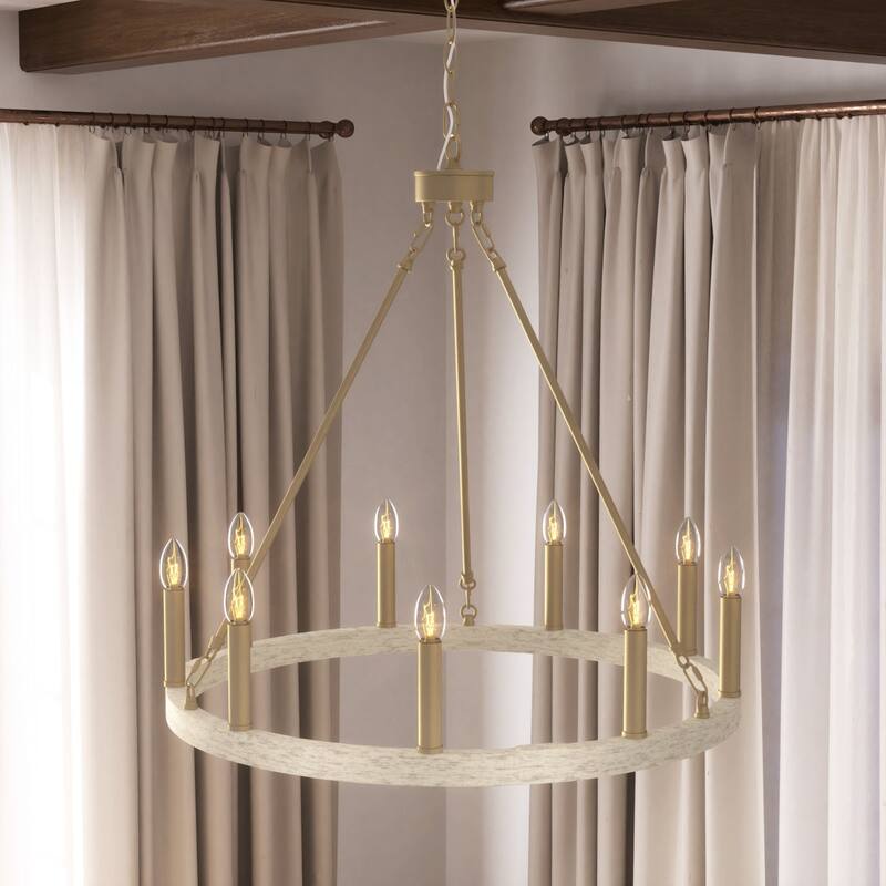 Acroma 9-light Modern Farmhouse Wagon Wheel Chandelier-UL Certified