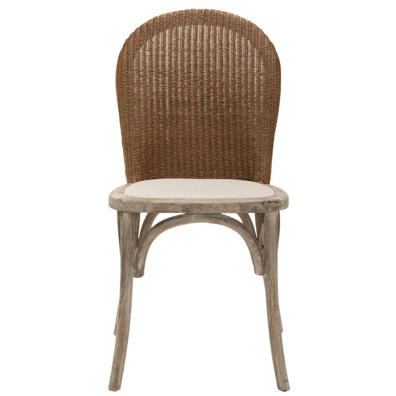 SAFAVIEH Abbey Rochelle Antiqued Oak Finish Taupe Dining Chair (Set of 2) - 18"W x 21"D x 36"H