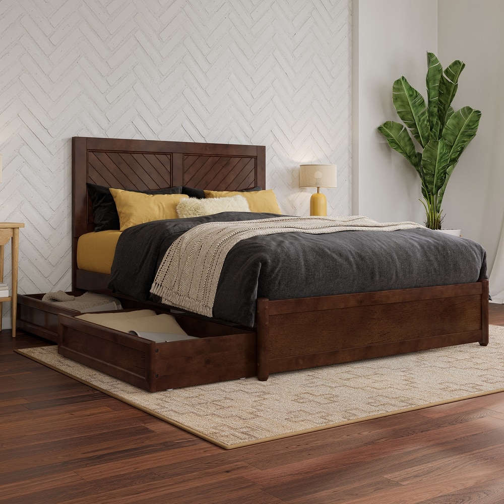 Clayton Platform Bed with Panel Footboard and Storage Drawers