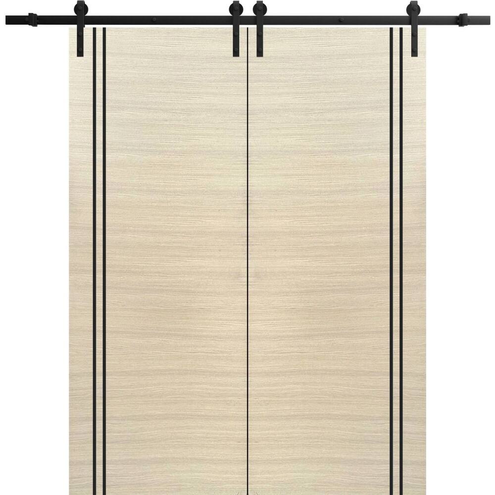 Sturdy Double Barn Door 36 x 80 with Planum 0016 Natural Veneer with 13FT