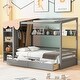 preview thumbnail 1 of 11, Twin Size House Bed with Two Drawers, Built-in Wardrobe, and Storage Shelves, Gray Grey