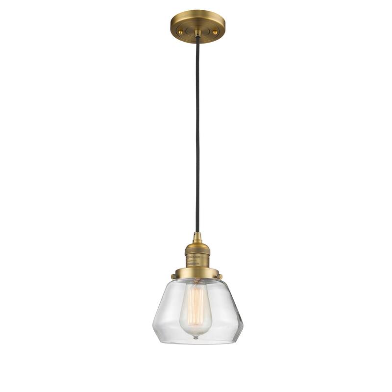 Innovations Lighting Fulton - 1 Light 7" Cord Hung Mini Pendant - Clear/Brushed Brass