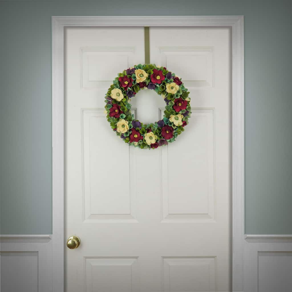National Tree Company 18 in. Red and Cream Floral Wreath - 18 in