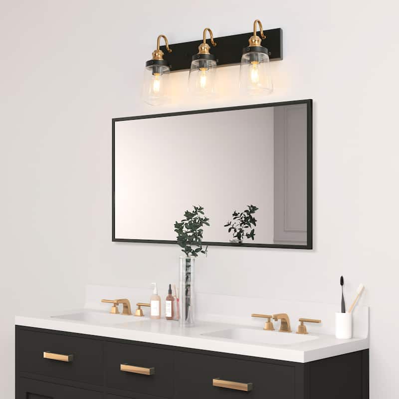 Cozia Modern 3-light Black Gold Bathroom Vanity Light Dimmable LED Wall Sconce
