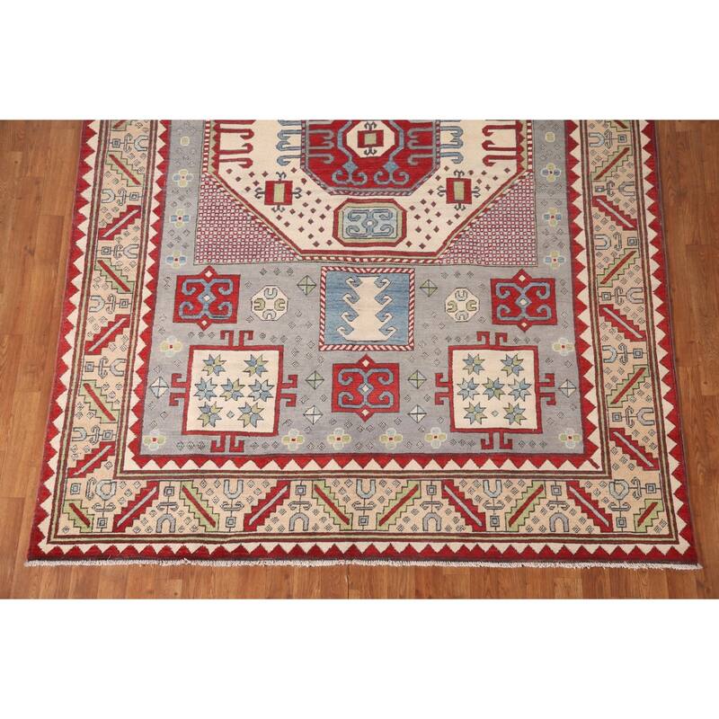 Kazak Oriental Area Rug Handmade Wool Carpet - 6'8" x 10'2"