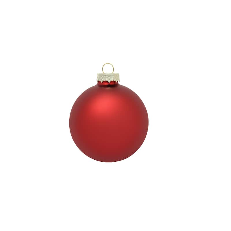 8ct Red Christmas Matte Finish Glass Ball Ornaments - 3.25" (80mm)