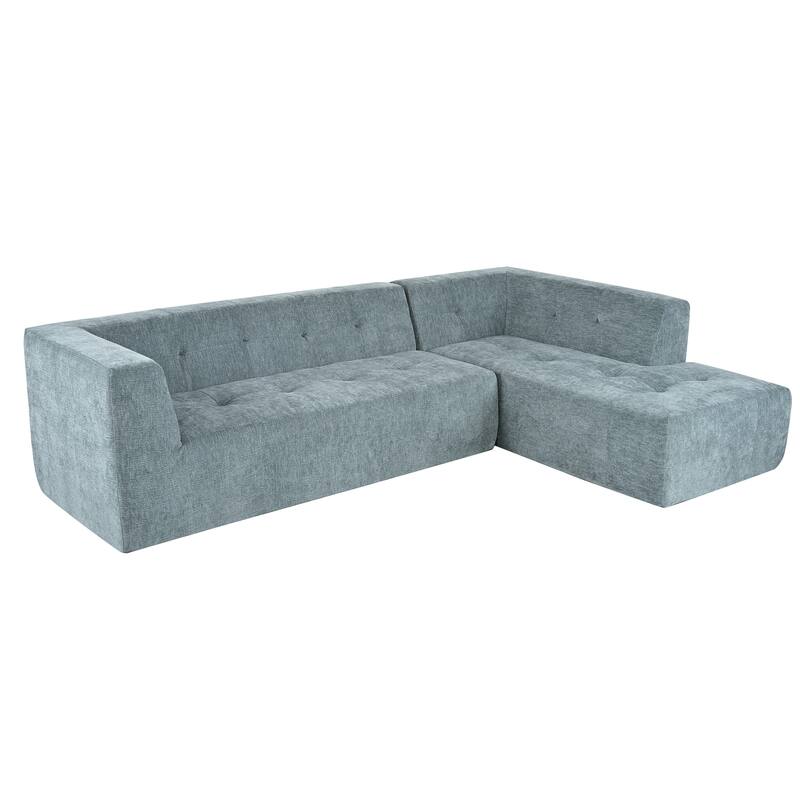 112"x74" Modular Sofa Set, Blue Gray, 2pcs Free Combo, L-Shaped