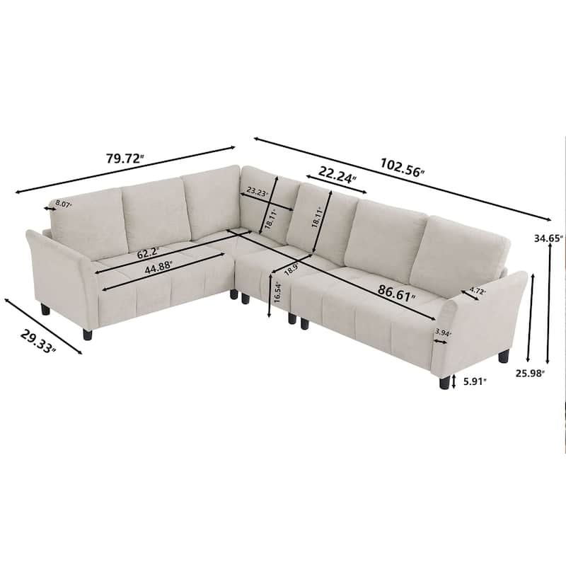 "102.56" Wide Reversible Sectional Sofa with Corner Lounge Seat