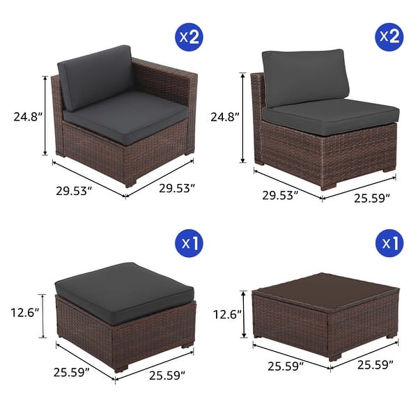 6-piece Outdoor Wicker Sectional Sofa Set