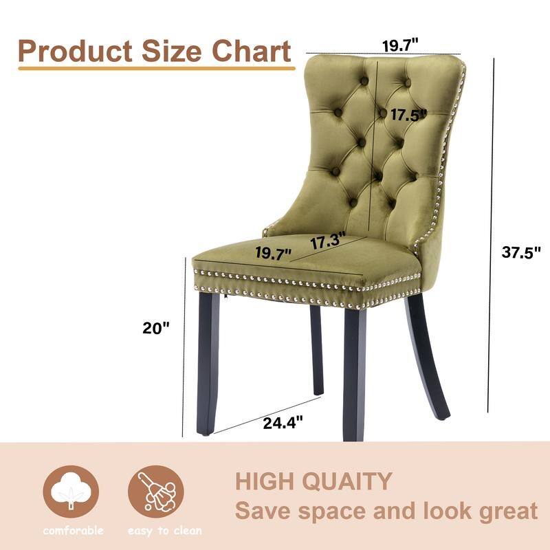 Modern Tufted Velvet Upholstered Nailhead Dining Chair Set of 6