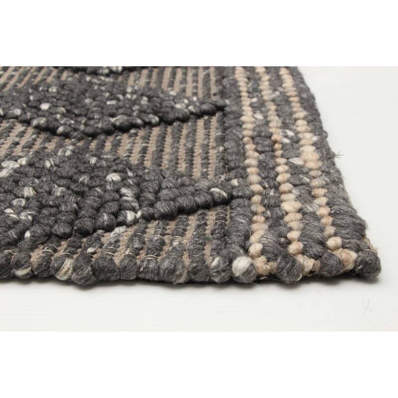 ECARPETGALLERY Braid weave Sienna Grey Wool Rug - 6'0 x 9'0