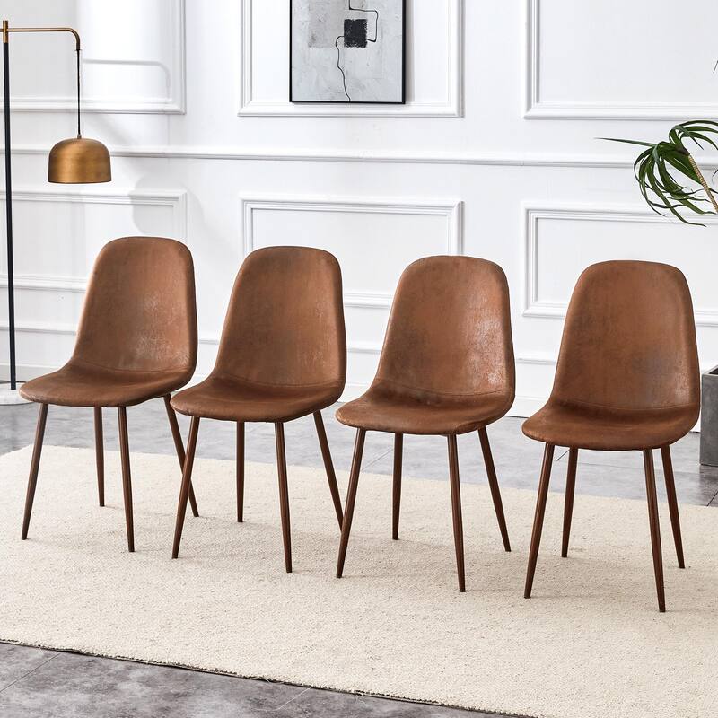 Set Of 4 Suede Backrest And Transfer Legs Chairs