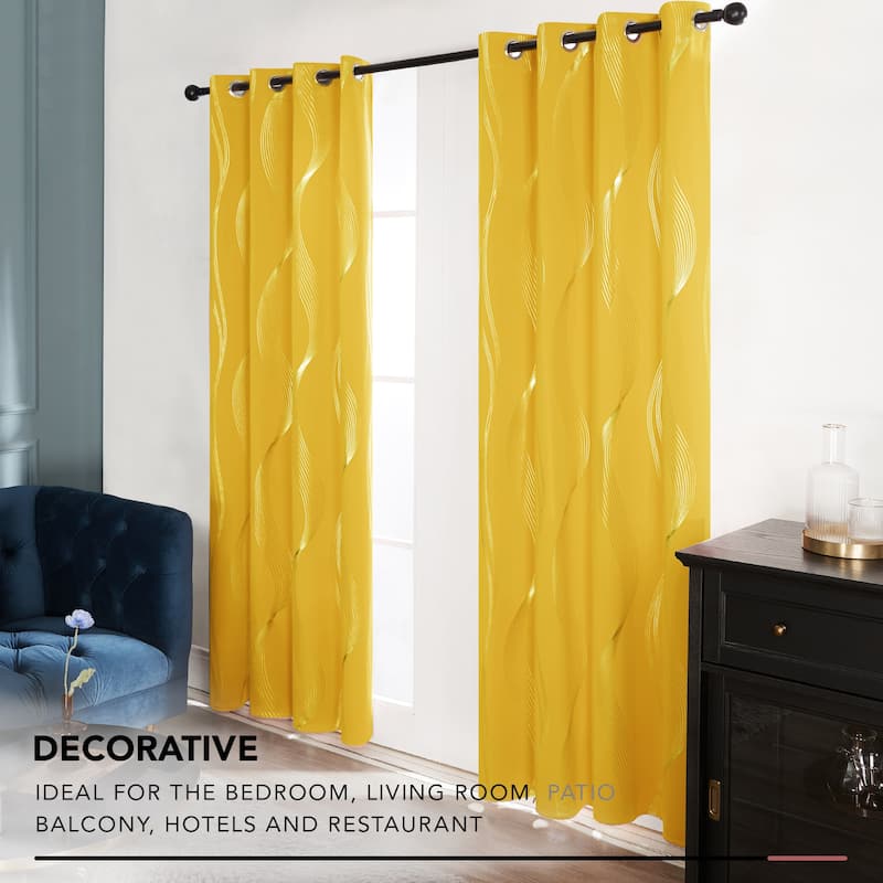 Deconovo Silver Wave 52 Width Curtain Panel Pair (2 Panel)