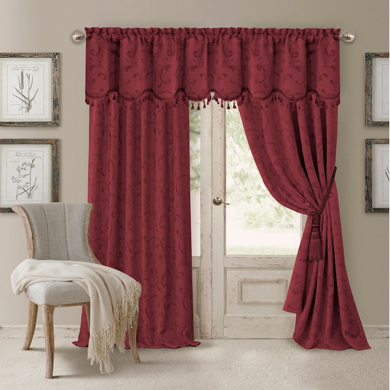 Elrene Mia Jacquard Blackout Curtain Panel - 52" W X 84" L - Rouge