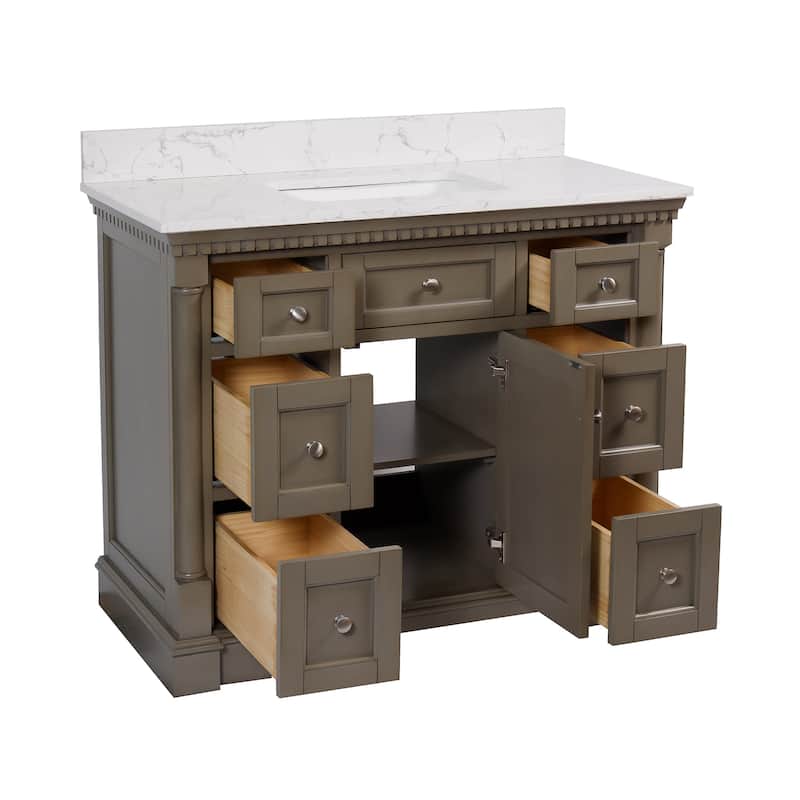 KitchenBathCollection Sydney 42" Bathroom Vanity with Engineered Marble Top