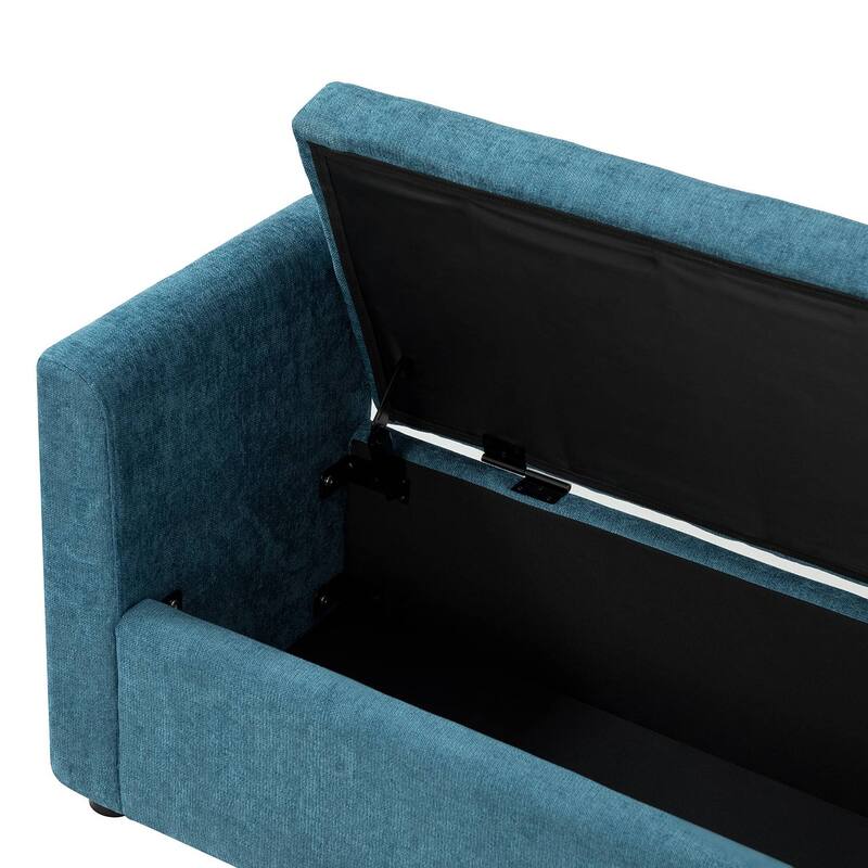 Franco Modern Upholstered Storage Bench with Two Throw Pillows and Thick Padded Cushion