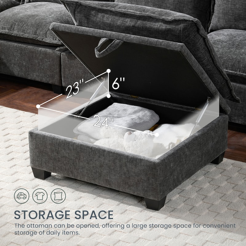 Modular Sectional Sofa with Movable Storage Ottoman by Harper&Bright Designs