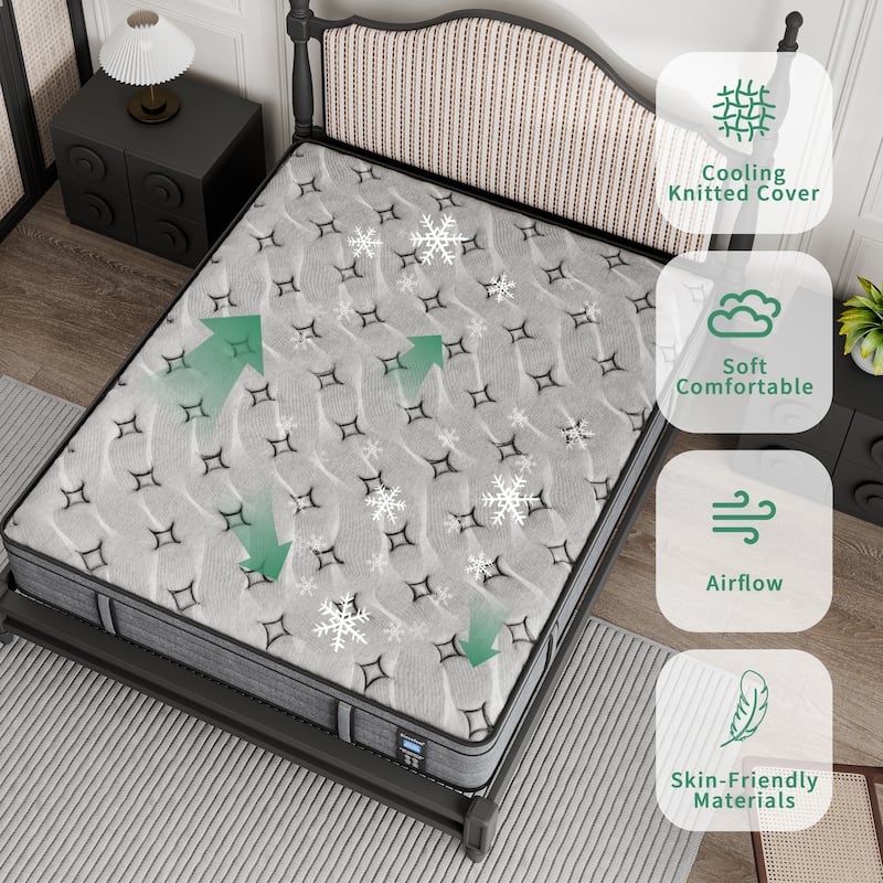 Luxury 12'' Memory Foam Hybrid Mattress in a Box, Twin/Full/Queen/King Size, for Pressure Relief