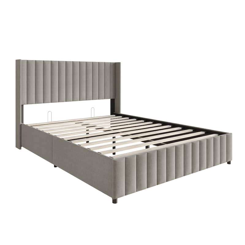 CraftPorch Minimalist Wingback Platform Lift Up Storage Bed