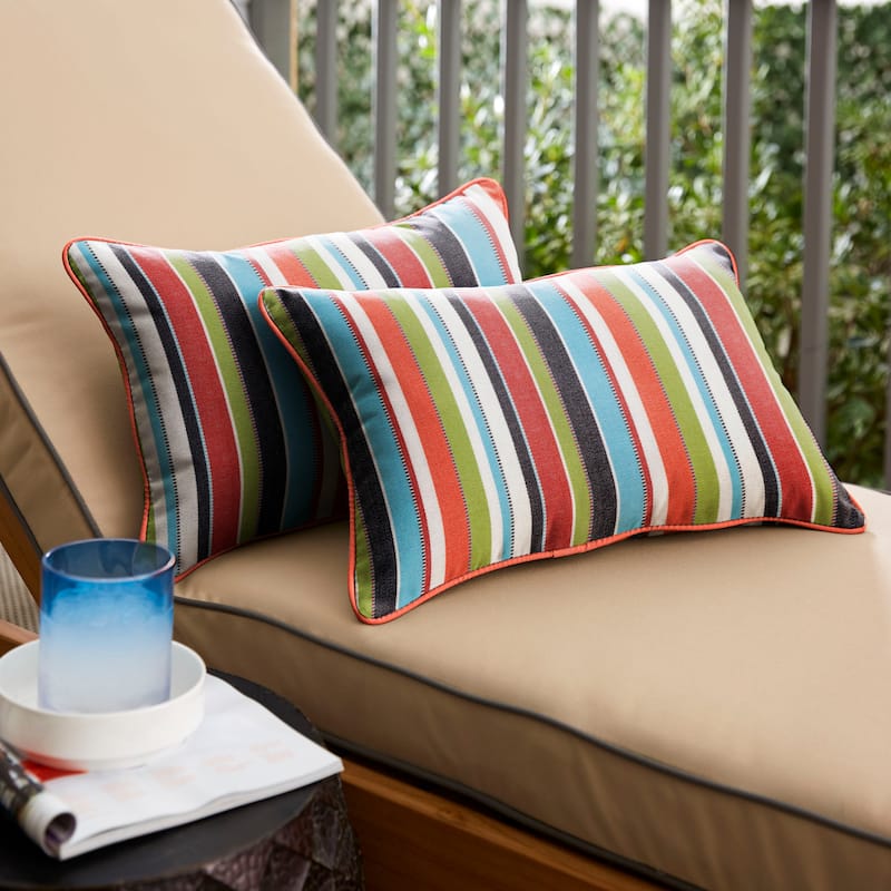 Sunbrella Carousel Confetti/ Canvas Melon Indoor/ Outdoor Pillow Set - 16 in x 26 in