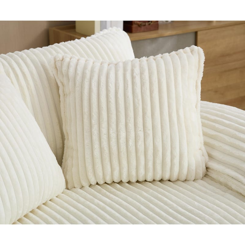 Harmonia 109" W Oversized Corduroy Sofa Bed, Deep Seat Double Lounge Chaise with 4 Pillows