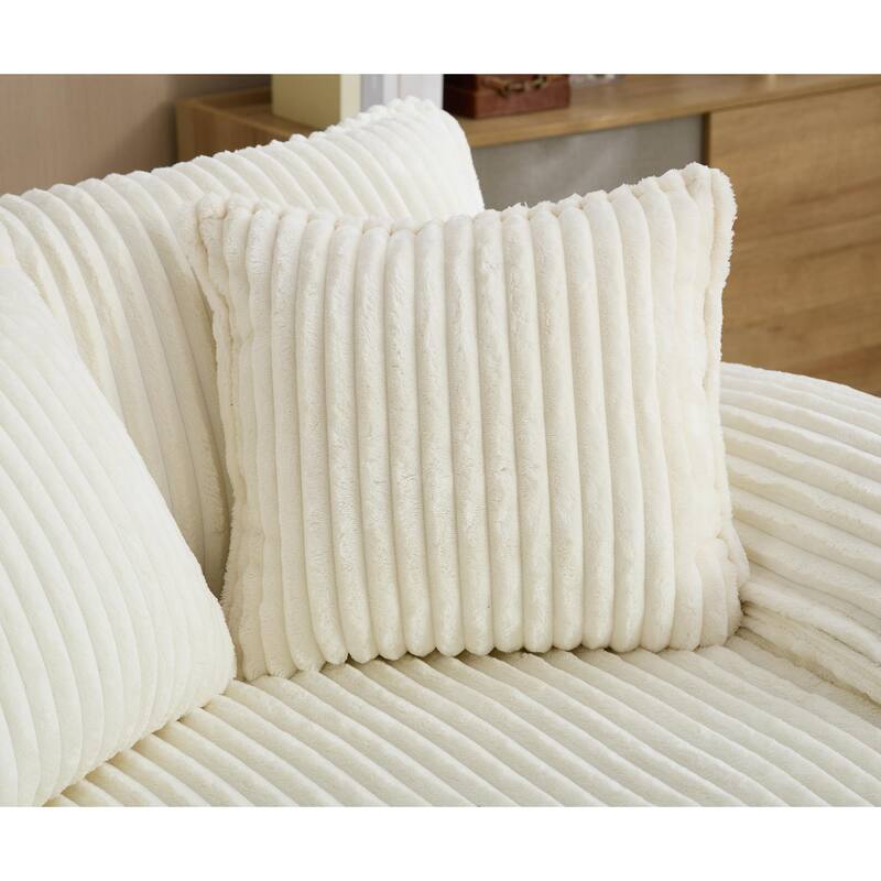 Oversized Double Lounge Chaise Reclining Sleeper Sectional Sofa Bed Corduroy Deep Seat Couch with 4-Gear Adjustable Backrest