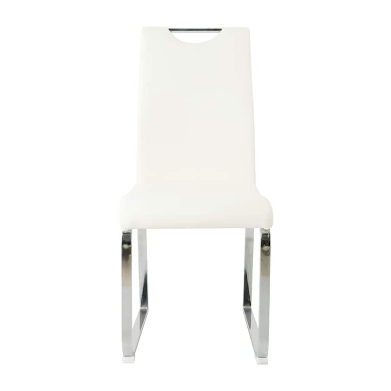 Modern 2 Piece PU Kitchen Dining Chairs with Cushions, Metal Legs, Backrests for Dining Room Kitchen Living Room Bedroom