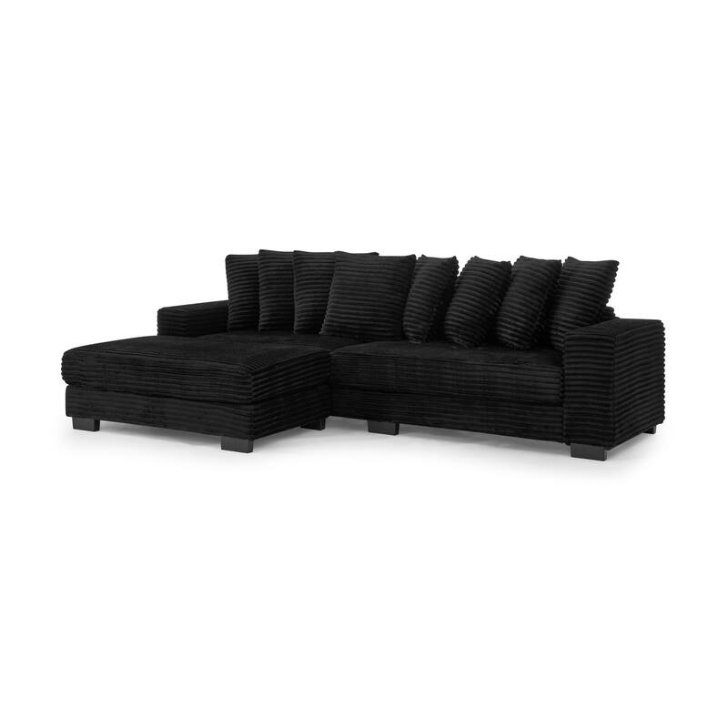 L-Shaped Convertible Sectional Sofa with Ottoman, Corduroy Tufted Upholstered Sleeper Sofa, Modular Corner 3 Seat Sofa