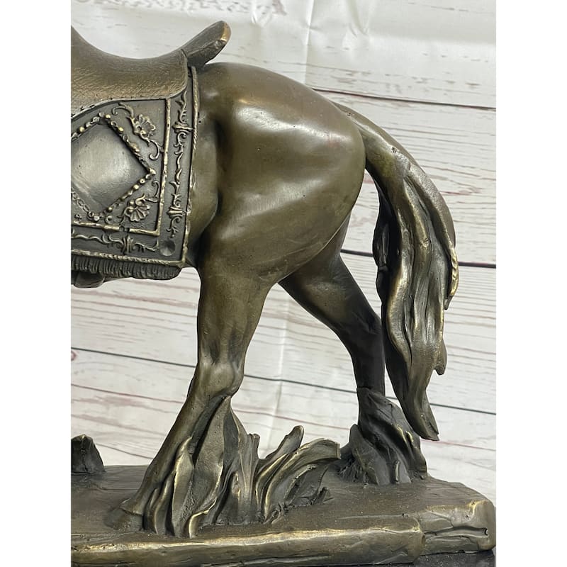 Saddled War Imitative Horse Working Equestrian Bronze Statue Sculpture After Pj Mene